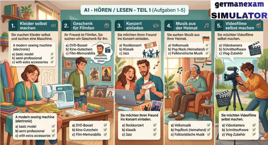 TELC A 2 – Lesen 6, Teil 1